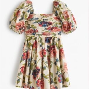Abercrombie & Fitch Floral Mini Dress - Cream, Red, Green